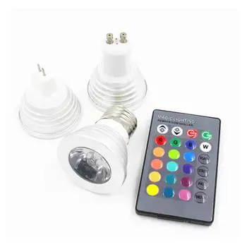 3W LED RGB Reflektor Izzó E27 E14 GU10 GU5.3 MR16 Okos Kontroll-Lámpa lakberendezési színváltó Fény Lámpa