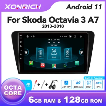 6 GB Carplay Android 11 autórádió Multimédia SKODA Octavia 3 A7 2013 2014 2015 2016 2018 Videó Lejátszó, Navigáció GPS-2 Din