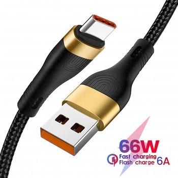 6A Típusú USB-C Kábel Huawei Mate40 Pro 66W Micro USB Gyors Töltő adatkábel Vezeték Samsung S20 Xiaomi USB-C Kábel 1M/2M