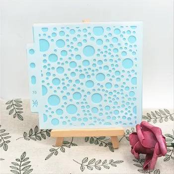 A tinta 13*14 cm scrapbook stencil spray-műanyag penész pajzs DIY torta üreges Díszítés nyomtatás csipke uralkodó gyermek játékok