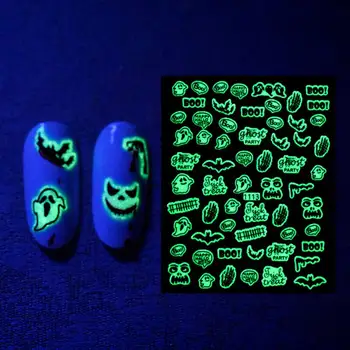 Boldog Halloween Világító Köröm Matricák Fluoreszkáló Köröm Csúszka Körmök Gombok Világítanak A Sötétben, Manikűr Matricák Kozmetikumok