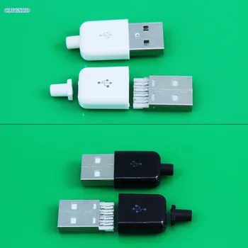 cltgxdd DIY USB 2.0 EGY Férfi 4 tűs Közgyűlés Adapter Csatlakozó Csatlakozó Aljzat, fekete, fehér