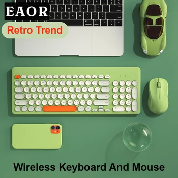 EAOR 2.4 G Wireless Gaming-Billentyűzet-Egér Szett Kerek Keycap Néma, Vezeték nélküli Billentyűzet-Egér Kombináció PC Gamer Asztali Laptop