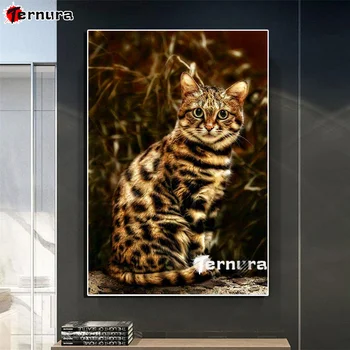 Felis nigripes gyémánt festmény Gepárd macska Bengáli macska Ossi macska diy állat hímzés lakberendezés dimond mozaik, ajándék, Cross Stitch