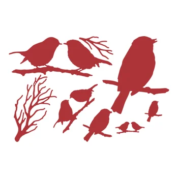 Forró Két Piros Robins a Távolban fémforgácsolási Penész Scrapbook Napló Dekoráció Dombornyomás Sablon Diy üdvözlőlap 2021 Új