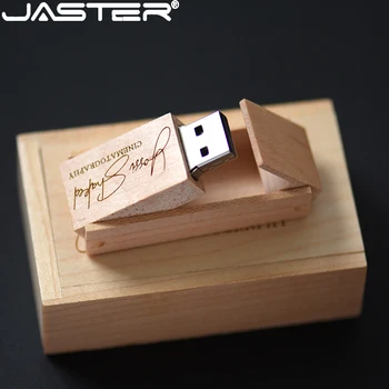 JASTER Ingyenes egyéni logó, USB Flash Meghajtó, Fából készült doboz, Memória kártya, Pendrive stick Fotózás, esküvői ajándék pendrive 128GB 64G 32GB