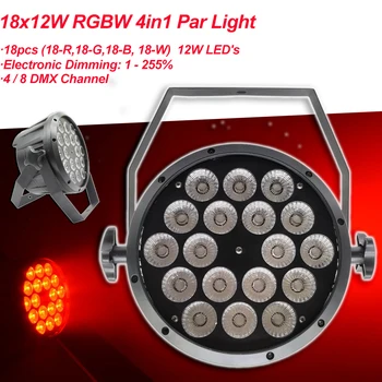 LED Par Lámpa 18X12W RGBW 4IN1 Dmx512 Vezérlés Mossa Villogó Hang Aktivált Profi Dj Party Stage Entertainment Lámpa