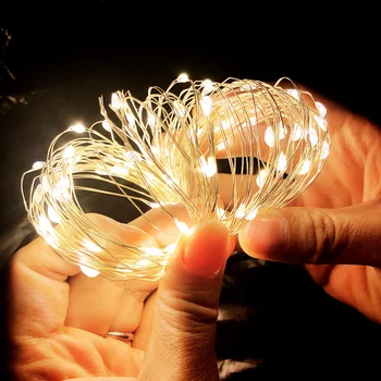 LED String Fények, Réz Drót elemes Garland Led Vízálló Tündér Világítás Karácsonyi Esküvő Party Dekoráció