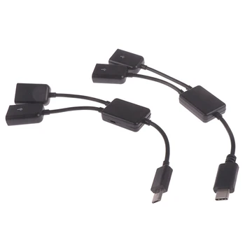Micro USB/ Típus C-2 OTG Dual Port ELOSZTÓ Kábel Y Elosztó Tablet/Android/Egér, Billentyűzet, Micro-USB-C-Típusú Adapter Átalakító