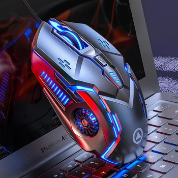 USB Vezetékes Egér RGB Computer Gaming Mouse Esports Mechanikus LED Háttérvilágítású Hat Gombok Világító Hivatal Laptop, Tartozékok