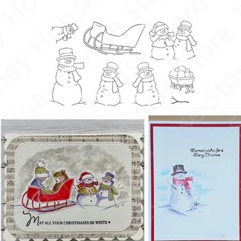 Új Érkezés Karácsonyi Hóember Szán Minta Bélyeget DIY Art Dekoráció Készítése Festmény Kártya Scrapbooking Nem fémforgácsolási Meghal