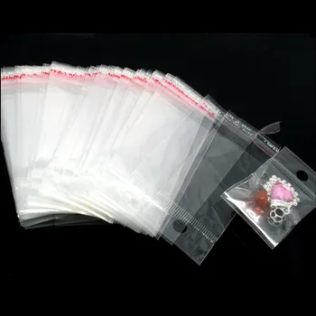 1000Pcs Csomagolás Kijelző Pecsét Műanyag Zacskók Öntapadó Tiszta Ékszerek 11.5x5cm (Felhasználható Tér 7x5cm)