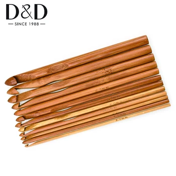 12db Bambusz horgolótű Meghatározott Kézműves Kötőtű Sző Fonal, Tű, Pulóver Sző Kézműves Varró-Eszköz, 3-10mm