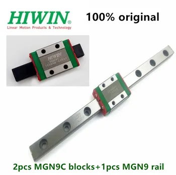 1db Eredeti Hiwin lineáris vezető MGN9 200 250 300 330 350 400 450 500 550 mm MGNR9 vasúti + 2db MGN9C blokk 3D-s nyomtató cnc rész
