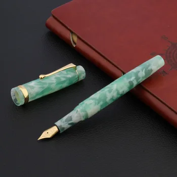 1db Jade zöld Akril ajándék toll divat Csavar Arany Klip ajándék Nib töltőtoll