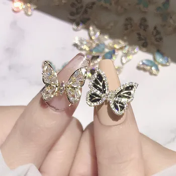 1db Repülő Pillangó Cirkon Köröm Díszítés Alufelni Pillangó Rázza Szárny Crystal Nail Ékszerek DIY Manikűr Tartozékok