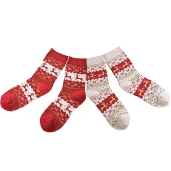 2Pairs/sok Nő Karácsonyi Zoknik Melegen újévi Ajándék Téli Zokni Hópehely Szarvas Kényelmes, Puha Sokken Calcetines Mujer