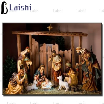 3D-s kép a strassz mozaik Jézus születése, a Kereszténység hímzés gyémánt festmény eladó kristály gyöngyökkel lakberendezés