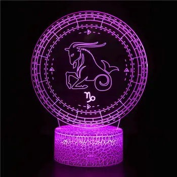 3D Éjjeli Lámpa Asztrológia Jóslás 12 Csillagkép Lámpa Bak Védőszentje Őrangyal Születésnapi Ajándék, Dekoráció Fény