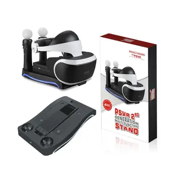 4 Az 1-ben PS4 VR töltőállomás Kijelző Állni Dokkoló Töltő LED Bemutató A Sony Playstation Move PS VR PSVR Fülhallgató