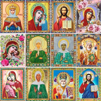 5D DIY Gyémánt Festmény Vallási Ábra Madonna Hímzés Mozaik Díszítő Festés Kézműves