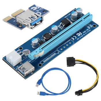 60CM PCI-E Express 1X, hogy 16X USB 3.0 Kelő Kártya, USB 3.0 Hosszabbító Kábel Tápegység SATA 6Pin Kábel Bitcoin-Bányász