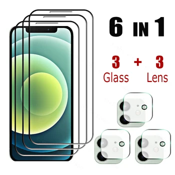 6IN1 Teljes Borító képernyővédő fólia IPhone 12 Pro Max Mini Védő Üveg IPhone 12 Mini Edzett Üveg Kamera Lencséje es évekbeli film