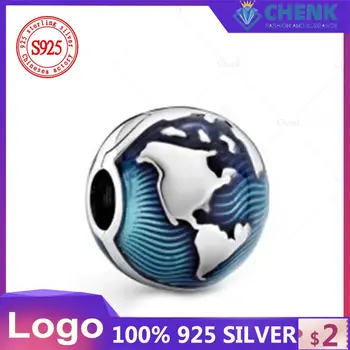 799429C01Blue Globe Klip Varázsa 925 Sterling Ezüst Kiváló Minőségű Ékszerek, Kiegészítők Kínai Gyár Nagykereskedelmi Eredeti
