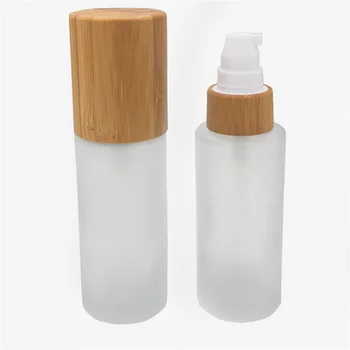 88pcs Gravírozás embléma 120ml bambusz spray üveg, bambusz krém matt üveg palack szivattyú fa kap bambusz parfümös üvegek