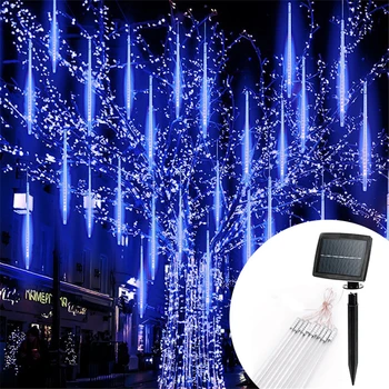 8tubes/Set 30/50cm LED Meteorzápor String Lámpa Solar Kültéri Vízálló Új Évet Lámpa Karácsonyi Esküvői Party Dekor Tündér