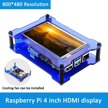 A Raspberry Pi 4B 4 Inch, HDMI-képernyőhöz Pi4 Generáció Szerelje fel a Ventilátor Kijelző 3B+ 800*480 Képernyő