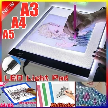 A5/A4 /A3-as, 3 szintű Fényerő USB Powered Ultra-vékony, LED tervezőasztalhoz Pad Nyomon Fény Tabletta Üres Vászon Festmény Nevelés Játékok