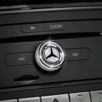 AUTÓ a Mercedes-Benz Autó Tartozék Bling Kristály Belső Hangerő Audio gombok A B C E CIA GLA ML, GL GLS Osztályú Ezüst