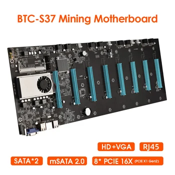 BTC-S37 Pro Bányászati Alaplap 8 PCIE 16X Grafikon Kártya SODIMM DDR3 SATA3.0 Támogató VGA + HDMI-Kompatibilis BTC Bányász Gép