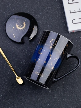 Csillagkép-kupa kreatív kerámia csésze víz személyiség, kanál, Bögre trend diák kávét nagy kapacitású csésze tea