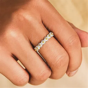 Daisy Gyűrűk Nők Aranyos Virág Gyűrű Állítható Gyűrű Nyitva Gyűrűk Aranyos Ezüst Színű Gyűrű, Kiegészítők, Ékszerek