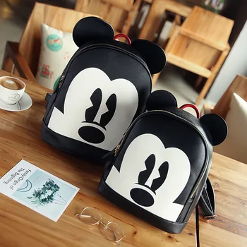 Disney férfiak nők Szabadidős pu táska vállon Mickey egér hölgy szabadtéri rajzfilm plüss hátizsák utazási kézitáska, szép ajándék táska pelenka