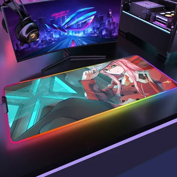 DRÁGÁM, a FRANXX Gaming Mouse Pad Anime Egér Szőnyeg Xxl RGB Mousepad Xl Mause Ped Háttérvilágítású Mat Pc Gamer LED Számítógép Asztal Szőnyeg