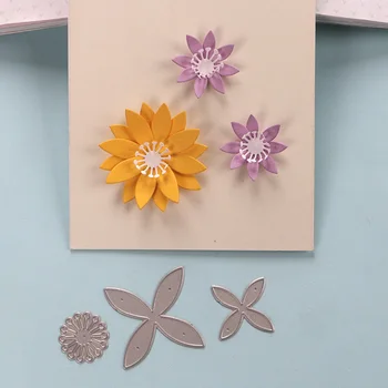 DUOFEN fémforgácsolási MEGHAL 4 szirom virágok 3pcs meghatározott DIY papercraft projektek Scrapbook Papír Album