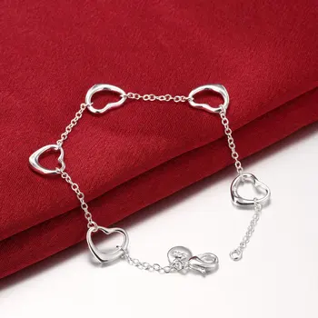 Forró Divat romantikus szív lánc 925 sterling ezüst Karkötő a nő Luxus márkák ékszer Esküvő party Karácsonyi ajándékok