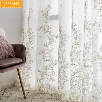 Francia Fény Luxus Hercegnő Hímzés Üres Üres Géz Csipke Képernyő Függönyt a nappaliban, Hálószobában Bay Ablak Testreszabása