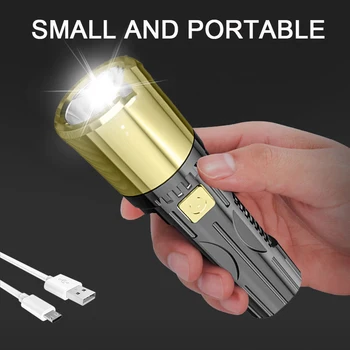 Háztartási kis lámpa kültéri hosszú távú led hordozható mini zseblámpa elemlámpa lanterna az akkumulátor,a töltő kábel