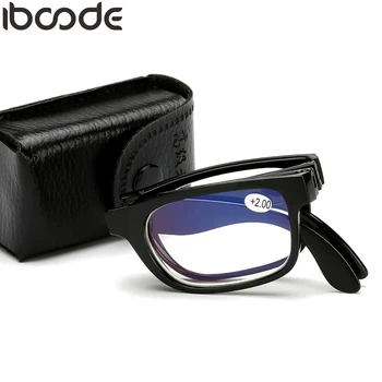 iboode Összehajtható Olvasó Szemüveg Férfiak, Nők, Kék Film Unisex Szemüveg esetén Ruhával Presbyopia +1.0 +1.5 +2.0 +2.5 +3.0 +3.5 +4.0