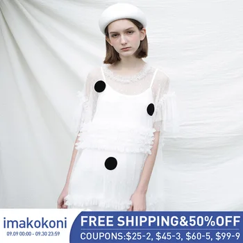 imakokoni fehér háló ruha eredeti design édes hercegnő vékony kétrészes női nyári 182317