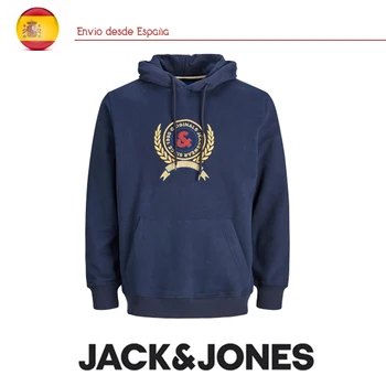 Jack & Jones férfi Verejték Csuklyás pulcsi a sötétkék modell plus size nagy modell-szállítási Spanyolországból 72 órán belül