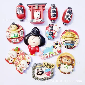 Japán Utazási Ajándéktárgyak Szerencsés Sushi Macska Izakaya Kinkakuji Japán, wi-fi a Japán Szumó Japán Onsen Mágnesek Hűtőszekrények