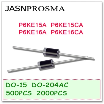 JASNPROSMA 500PCS 2000PCS DO-204AC DO-15 P6KE15 P6KE15A P6KE15CA P6KE16 P6KE16A P6KE16CA P6KE TV Dióda Magas minőség