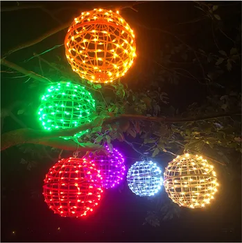 Karácsonyfa Fény Nagy Lámpás Labdát LED String Lámpa Rattan Labdát Világ Tündér Garland Fény Esküvői Parti Táj Utca