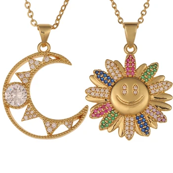 Kecses, Nap, Virág, Félhold alakú Medál Nyaklánc Trendi Egyszerű Arany Színű nyaklánc Femme Ékszer Ajándék