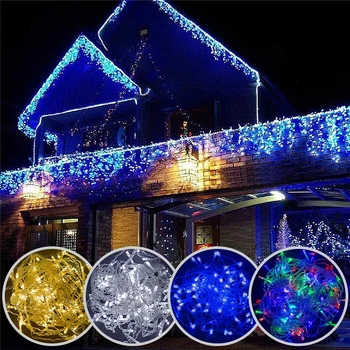 LED String Fények Vízesés Függöny fényfüzér 5M Bágyadtság 0.4-0.6 m Karácsonyi Tündér Világítás Kerti Parti Kert Eresz Dekoráció